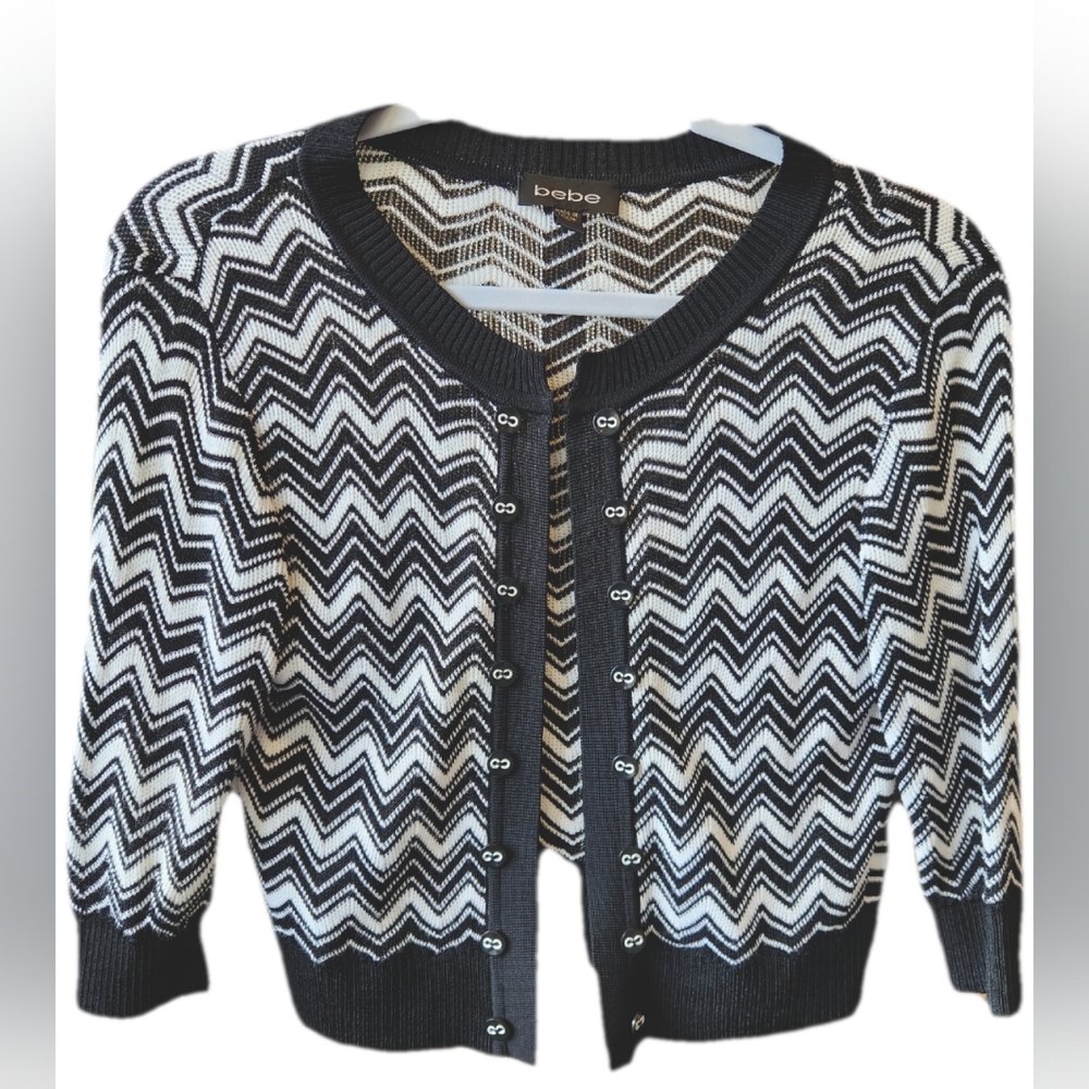 Bebe cropped button-down sweater